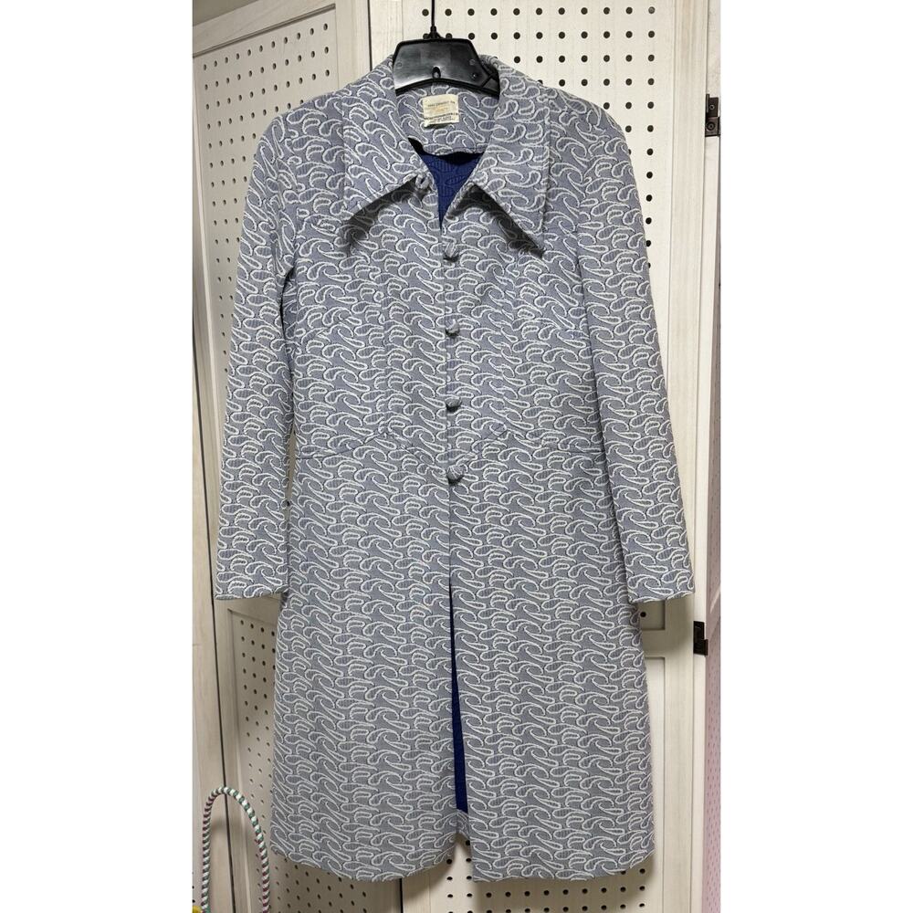 Vintage 70s Women’s Blue Polyester Fitted Sears Pea Coat Size Small